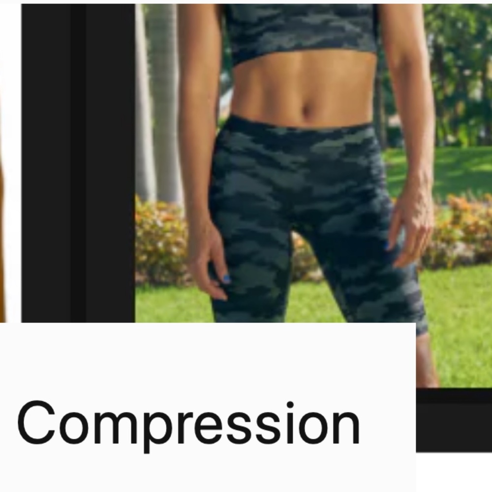 Caliloko Compression Shorts and Sport Bra set, women's size 1, camouflage, NWOT